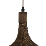 GloboStar® CUBA 01768 Boho Κρεμαστό Φωτιστικό Καμπάνα Μονόφωτο 1 x E27 IP20 Καφέ Ξύλο - Μ80 x Π80 x Y49cm