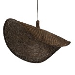 GloboStar® CUBA 01768 Boho Κρεμαστό Φωτιστικό Καμπάνα Μονόφωτο 1 x E27 IP20 Καφέ Ξύλο - Μ80 x Π80 x Y49cm