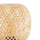 GloboStar® KERRY 01981 Boho Επιτραπέζιο Φωτιστικό Πορτατίφ Μονόφωτο 1 x E27 IP20 Μπεζ Ξύλο με Ασημί Μέταλλο - Μ18 x Π18 x Υ25cm