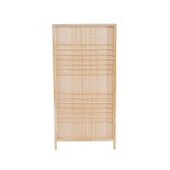 GloboStar® JUNIE 01997 Boho Επιτραπέζιο Φωτιστικό Πορτατίφ Μονόφωτο 1 x E27 AC220-240V IP20 - Μ20 x Π20 x Υ40cm - Μπεζ Ύφασμα με Μπεζ Ξύλινο Μπαμπού Πλέγμα