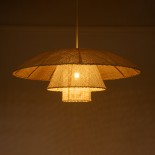 GLOBOSTAR® ZORA 02139 Boho Κρεμαστό Φωτιστικό Οροφής με Ντουί 1 x E27 AC 220-240V IP20 - Μπεζ - Μ80 x Π80 x Υ32cm