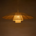 GLOBOSTAR® ZORA 02140 Boho Κρεμαστό Φωτιστικό Οροφής με Ντουί 1 x E27 AC 220-240V IP20 - Μπεζ - Μ120 x Π120 x Υ40cm