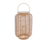 GloboStar® GRAMBIAN 02304 Boho Αυτόνομο Ηλιακό Κρεμαστό/Επιτραπέζιο Φωτιστικό Φαναράκι LED SMD 5W 500lm - Φ30 x Υ48cm - με Ενσωματωμένη Μπαταρία 600mAh - Φωτοβολταϊκό Πάνελ και Αισθητήρα Ημέρας-Νύχτας με Ασύρματο Χειριστήριο IR Μπεζ Μπαμπού Αδιάβροχο IP65