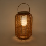 GloboStar® GRAMBIAN 02304 Boho Αυτόνομο Ηλιακό Κρεμαστό/Επιτραπέζιο Φωτιστικό Φαναράκι LED SMD 5W 500lm - Φ30 x Υ48cm - με Ενσωματωμένη Μπαταρία 600mAh - Φωτοβολταϊκό Πάνελ και Αισθητήρα Ημέρας-Νύχτας με Ασύρματο Χειριστήριο IR Μπεζ Μπαμπού Αδιάβροχο IP65