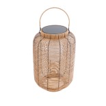 GloboStar® GRAMBIAN 02304 Boho Αυτόνομο Ηλιακό Κρεμαστό/Επιτραπέζιο Φωτιστικό Φαναράκι LED SMD 5W 500lm - Φ30 x Υ48cm - με Ενσωματωμένη Μπαταρία 600mAh - Φωτοβολταϊκό Πάνελ και Αισθητήρα Ημέρας-Νύχτας με Ασύρματο Χειριστήριο IR Μπεζ Μπαμπού Αδιάβροχο IP65