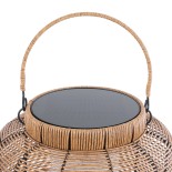 GloboStar® GRAMBIAN 02304 Boho Αυτόνομο Ηλιακό Κρεμαστό/Επιτραπέζιο Φωτιστικό Φαναράκι LED SMD 5W 500lm - Φ30 x Υ48cm - με Ενσωματωμένη Μπαταρία 600mAh - Φωτοβολταϊκό Πάνελ και Αισθητήρα Ημέρας-Νύχτας με Ασύρματο Χειριστήριο IR Μπεζ Μπαμπού Αδιάβροχο IP65