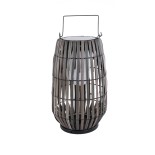 GloboStar® NETLEY 02306 Boho Αυτόνομο Ηλιακό Κρεμαστό/Επιτραπέζιο Φωτιστικό Φαναράκι LED SMD 5W 500lm - Φ30 x Υ50cm - με Ενσωματωμένη Μπαταρία 600mAh - Φωτοβολταϊκό Πάνελ και Αισθητήρα Ημέρας-Νύχτας με Ασύρματο Χειριστήριο IR Γκρι Μπαμπού Αδιάβροχο IP65 Θ