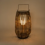 GloboStar® NETLEY 02306 Boho Αυτόνομο Ηλιακό Κρεμαστό/Επιτραπέζιο Φωτιστικό Φαναράκι LED SMD 5W 500lm - Φ30 x Υ50cm - με Ενσωματωμένη Μπαταρία 600mAh - Φωτοβολταϊκό Πάνελ και Αισθητήρα Ημέρας-Νύχτας με Ασύρματο Χειριστήριο IR Γκρι Μπαμπού Αδιάβροχο IP65 Θ
