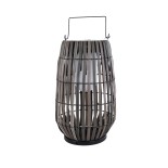 GloboStar® NETLEY 02306 Boho Αυτόνομο Ηλιακό Κρεμαστό/Επιτραπέζιο Φωτιστικό Φαναράκι LED SMD 5W 500lm - Φ30 x Υ50cm - με Ενσωματωμένη Μπαταρία 600mAh - Φωτοβολταϊκό Πάνελ και Αισθητήρα Ημέρας-Νύχτας με Ασύρματο Χειριστήριο IR Γκρι Μπαμπού Αδιάβροχο IP65 Θ