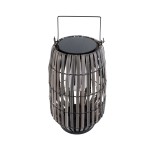 GloboStar® NETLEY 02306 Boho Αυτόνομο Ηλιακό Κρεμαστό/Επιτραπέζιο Φωτιστικό Φαναράκι LED SMD 5W 500lm - Φ30 x Υ50cm - με Ενσωματωμένη Μπαταρία 600mAh - Φωτοβολταϊκό Πάνελ και Αισθητήρα Ημέρας-Νύχτας με Ασύρματο Χειριστήριο IR Γκρι Μπαμπού Αδιάβροχο IP65 Θ