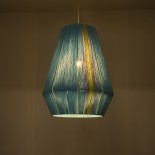 GloboStar® SALERNO 02336 Boho Κρεμαστό Φωτιστικό Καμπάνα Μονόφωτο 1 x E27 IP20 Πολύχρωμο Βαμβακερό Νήμα - Μ50 x Π50 x Υ60cm