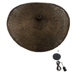 GloboStar® CUBA 01722 Boho Κρεμαστό Φωτιστικό Καμπάνα Μονόφωτο 1 x E27 IP20 Καφέ Ξύλο - Μ63 x Π63 x Υ32cm