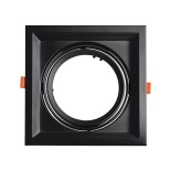 GLOBOSTAR® VITA 77853 Χωνευτή Κινούμενη Βάση για Σποτ AR111 για Ντουί GU10/GU5.3 IP20 - Μαύρο Ματ - Μ18 x Π18 x Υ4.5cm / Q17.5 x 17.5cm