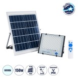 GloboStar® FAETHON 71560 Αυτόνομος Ηλιακός Προβολέας LED SMD 150W 15000lm με Ενσωματωμένη Μπαταρία 15000mAh - Φωτοβολταϊκό Πάνελ με Αισθητήρα Ημέρας-Νύχτας και Ασύρματο Χειριστήριο RF 2.4Ghz Αδιάβροχος IP66 Ψυχρό Λευκό 6000K - 3 Χρόνια Εγγύηση
