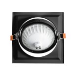 GLOBOSTAR® VITA 77853 Χωνευτή Κινούμενη Βάση για Σποτ AR111 για Ντουί GU10/GU5.3 IP20 - Μαύρο Ματ - Μ18 x Π18 x Υ4.5cm / Q17.5 x 17.5cm