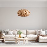 GloboStar® SARDIGNA 02218 Boho Κρεμαστό Φωτιστικό Καπέλο Μονόφωτο 1 x E27 IP20 Καφέ Ξύλο - Μ60 x Π60 x Υ30cm