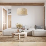 GloboStar® YOTTO 01822 Boho Κρεμαστό Φωτιστικό Καπέλο Μονόφωτο 1 x E27 IP20 Μπεζ Ρατάν - Μ55 x Π55 x Y30cm