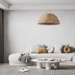 GloboStar® MANGATA 01847 Boho Κρεμαστό Φωτιστικό Καμπάνα Μονόφωτο 1 x E27 IP20 Καφέ Ξύλο - Μ60 x Π60 x Υ28cm