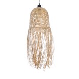 GloboStar® MANILA 01713 Boho Κρεμαστό Φωτιστικό Καμπάνα Μονόφωτο 1 x E27 IP20 Μπεζ Ξύλο - Μ25 x Π25 x Υ60cm