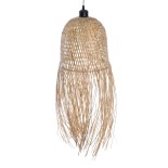 GloboStar® MANILA 01713 Boho Κρεμαστό Φωτιστικό Καμπάνα Μονόφωτο 1 x E27 IP20 Μπεζ Ξύλο - Μ25 x Π25 x Υ60cm