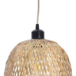 GloboStar® MANILA 01713 Boho Κρεμαστό Φωτιστικό Καμπάνα Μονόφωτο 1 x E27 IP20 Μπεζ Ξύλο - Μ25 x Π25 x Υ60cm