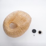 GloboStar® CARIBBEAN 01724 Boho Κρεμαστό Φωτιστικό Πλέγμα Μονόφωτο 1 x E27 IP20 Μπεζ Ξύλο - Μ60 x Π60 x Υ38cm