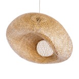 GloboStar® CARIBBEAN 01724 Boho Κρεμαστό Φωτιστικό Πλέγμα Μονόφωτο 1 x E27 IP20 Μπεζ Ξύλο - Μ60 x Π60 x Υ38cm