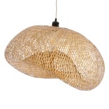 GloboStar® CARIBBEAN 01724 Boho Κρεμαστό Φωτιστικό Πλέγμα Μονόφωτο 1 x E27 IP20 Μπεζ Ξύλο - Μ60 x Π60 x Υ38cm