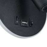 GLOBOSTAR® LADY-R 60938 Μοντέρνο Φωτιστικό Τοίχου - Απλίκα Ξενοδοχείου Reading Light με Φορτιστή USB 3A LED 6W 600lm 36°/360° AC 220-240V IP20 Φυσικό Λευκό 4500K - Bridgelux COB Chip & TÜV SÜD Driver - Μαύρο Ματ - Μ15 x Π15 x Υ7cm - 3 Χρόνια Εγγύηση