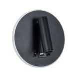 GLOBOSTAR® LADY-R 60938 Μοντέρνο Φωτιστικό Τοίχου - Απλίκα Ξενοδοχείου Reading Light με Φορτιστή USB 3A LED 6W 600lm 36°/360° AC 220-240V IP20 Φυσικό Λευκό 4500K - Bridgelux COB Chip & TÜV SÜD Driver - Μαύρο Ματ - Μ15 x Π15 x Υ7cm - 3 Χρόνια Εγγύηση