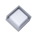 GLOBOSTAR® APEX 60771 Φωτιστικό Τοίχου - Απλίκα Εσωτερικού/Εξωτερικού Χώρου LED 10W 1050lm 120° AC175-265V Αδιάβροχο IP65 - Πλαστικό Σώμα - Φυσικό λευκό 4500K - Μ17 x Π17 x Υ9cm - Γκρι - Bridgelux Chip - 3 Χρόνια Εγγύηση