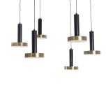 GLOBOSTAR® ZANE 60935 Μοντέρνο Κρεμαστό Φωτιστικό Οροφής LED 100W 11200lm 120° AC 220-240V IP20 Ρυθμιζόμενο Λευκό CCT με Χειριστήριο από 2700K έως 6000K Dimmable - Lumileds SMD Chip - Μαύρο Ματ & Χρυσό - Μ80 x Π80 x Υ20cm - 3 Χρόνια Εγγύηση