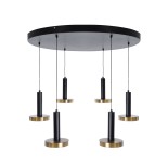 GLOBOSTAR® ZANE 60935 Μοντέρνο Κρεμαστό Φωτιστικό Οροφής LED 100W 11200lm 120° AC 220-240V IP20 Ρυθμιζόμενο Λευκό CCT με Χειριστήριο από 2700K έως 6000K Dimmable - Lumileds SMD Chip - Μαύρο Ματ & Χρυσό - Μ80 x Π80 x Υ20cm - 3 Χρόνια Εγγύηση