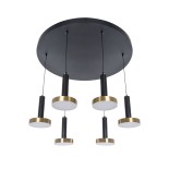 GLOBOSTAR® ZANE 60935 Μοντέρνο Κρεμαστό Φωτιστικό Οροφής LED 100W 11200lm 120° AC 220-240V IP20 Ρυθμιζόμενο Λευκό CCT με Χειριστήριο από 2700K έως 6000K Dimmable - Lumileds SMD Chip - Μαύρο Ματ & Χρυσό - Μ80 x Π80 x Υ20cm - 3 Χρόνια Εγγύηση