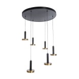 GLOBOSTAR® ZANE 60935 Μοντέρνο Κρεμαστό Φωτιστικό Οροφής LED 100W 11200lm 120° AC 220-240V IP20 Ρυθμιζόμενο Λευκό CCT με Χειριστήριο από 2700K έως 6000K Dimmable - Lumileds SMD Chip - Μαύρο Ματ & Χρυσό - Μ80 x Π80 x Υ20cm - 3 Χρόνια Εγγύηση