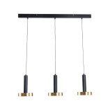 GLOBOSTAR® ZANE 60936 Μοντέρνο Κρεμαστό Φωτιστικό Οροφής LED 54W 6048lm 120° AC 220-240V IP20 Ρυθμιζόμενο Λευκό CCT με Χειριστήριο από 2700K έως 6000K Dimmable - Lumileds SMD Chip - Μαύρο Ματ & Χρυσό - Μ80 x Π15 x Υ20cm - 3 Χρόνια Εγγύηση