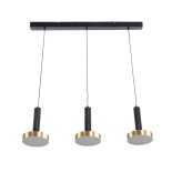 GLOBOSTAR® ZANE 60936 Μοντέρνο Κρεμαστό Φωτιστικό Οροφής LED 54W 6048lm 120° AC 220-240V IP20 Ρυθμιζόμενο Λευκό CCT με Χειριστήριο από 2700K έως 6000K Dimmable - Lumileds SMD Chip - Μαύρο Ματ & Χρυσό - Μ80 x Π15 x Υ20cm - 3 Χρόνια Εγγύηση