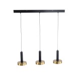 GLOBOSTAR® ZANE 60936 Μοντέρνο Κρεμαστό Φωτιστικό Οροφής LED 54W 6048lm 120° AC 220-240V IP20 Ρυθμιζόμενο Λευκό CCT με Χειριστήριο από 2700K έως 6000K Dimmable - Lumileds SMD Chip - Μαύρο Ματ & Χρυσό - Μ80 x Π15 x Υ20cm - 3 Χρόνια Εγγύηση