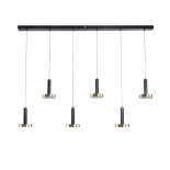 GLOBOSTAR® ZANE 60937 Μοντέρνο Κρεμαστό Φωτιστικό Οροφής LED 100W 11200lm 120° AC 220-240V IP20 Ρυθμιζόμενο Λευκό CCT με Χειριστήριο από 2700K έως 6000K Dimmable - Lumileds SMD Chip - Μαύρο Ματ & Χρυσό - Μ160 x Π15 x Υ20cm - 3 Χρόνια Εγγύηση