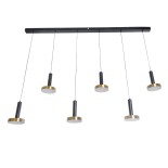 GLOBOSTAR® ZANE 60937 Μοντέρνο Κρεμαστό Φωτιστικό Οροφής LED 100W 11200lm 120° AC 220-240V IP20 Ρυθμιζόμενο Λευκό CCT με Χειριστήριο από 2700K έως 6000K Dimmable - Lumileds SMD Chip - Μαύρο Ματ & Χρυσό - Μ160 x Π15 x Υ20cm - 3 Χρόνια Εγγύηση