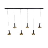 GLOBOSTAR® ZANE 60937 Μοντέρνο Κρεμαστό Φωτιστικό Οροφής LED 100W 11200lm 120° AC 220-240V IP20 Ρυθμιζόμενο Λευκό CCT με Χειριστήριο από 2700K έως 6000K Dimmable - Lumileds SMD Chip - Μαύρο Ματ & Χρυσό - Μ160 x Π15 x Υ20cm - 3 Χρόνια Εγγύηση