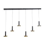 GLOBOSTAR® ZANE 60937 Μοντέρνο Κρεμαστό Φωτιστικό Οροφής LED 100W 11200lm 120° AC 220-240V IP20 Ρυθμιζόμενο Λευκό CCT με Χειριστήριο από 2700K έως 6000K Dimmable - Lumileds SMD Chip - Μαύρο Ματ & Χρυσό - Μ160 x Π15 x Υ20cm - 3 Χρόνια Εγγύηση