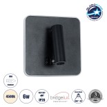 GloboStar® LADY-S 60942 Μοντέρνο Φωτιστικό Τοίχου - Απλίκα Ξενοδοχείου Bed Side LED 6W 600lm 36° & 360° AC 220-240V - Reading Light & Κρυφός Φωτισμός - Φορτιστής USB 3A - Μ15 x Π15 x Υ7cm - Φυσικό Λευκό 4500K - Μαύρο - 3 Χρόνια Εγγύηση