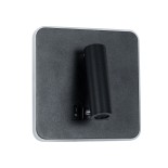 GloboStar® LADY-S 60942 Μοντέρνο Φωτιστικό Τοίχου - Απλίκα Ξενοδοχείου Bed Side LED 6W 600lm 36° & 360° AC 220-240V - Reading Light & Κρυφός Φωτισμός - Φορτιστής USB 3A - Μ15 x Π15 x Υ7cm - Φυσικό Λευκό 4500K - Μαύρο - 3 Χρόνια Εγγύηση