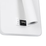 GloboStar® LADY-S 60943 Μοντέρνο Φωτιστικό Τοίχου - Απλίκα Ξενοδοχείου Bed Side LED 6W 600lm 36° & 360° AC 220-240V - Reading Light & Κρυφός Φωτισμός - Φορτιστής USB 3A - Μ15 x Π15 x Υ7cm - Φυσικό Λευκό 4500K - Λευκό - 3 Χρόνια Εγγύηση