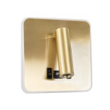 GloboStar® LADY-S 60944 Μοντέρνο Φωτιστικό Τοίχου - Απλίκα Ξενοδοχείου Bed Side LED 6W 600lm 36° & 360° AC 220-240V - Reading Light & Κρυφός Φωτισμός - Φορτιστής USB 3A - Μ15 x Π15 x Υ7cm - Φυσικό Λευκό 4500K - Χρυσό Πλατίνα - 3 Χρόνια Εγγύηση