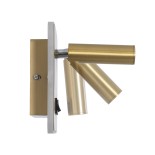 GloboStar® LADY-S 60944 Μοντέρνο Φωτιστικό Τοίχου - Απλίκα Ξενοδοχείου Bed Side LED 6W 600lm 36° & 360° AC 220-240V - Reading Light & Κρυφός Φωτισμός - Φορτιστής USB 3A - Μ15 x Π15 x Υ7cm - Φυσικό Λευκό 4500K - Χρυσό Πλατίνα - 3 Χρόνια Εγγύηση