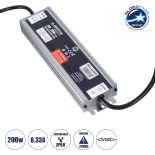 GLOBOSTAR® LUMISPLASH 60965 Τροφοδοτικό/Μετασχηματιστής Class II SELV 200W 8.33A DC 24V Αδιάβροχο IP68 - AC 220-240V σε DC 24V - Μ21.5 x Π5.5 x Υ2.5cm - 3 Χρόνια Εγγύηση