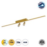 GLOBOSTAR® BARETTI 61228 Φωτιστικό Οροφής Linear Design LED CCT με Κινούμενα Σποτ LED Downlight 24W 2688lm 160° & 45° AC 220-240V IP20  - Εναλλαγή Φωτισμού μέσω Διακόπτη On/Off All In One Ψυχρό 6000k+Φυσικό 4500k+Θερμό 2700k - Μ80 x Π5.5 x Υ5 cm - Χρυσό -