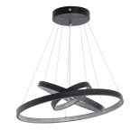 GLOBOSTAR® DIAMOND TRIO 61523 Μοντέρνο Κρεμαστό Φωτιστικό Οροφής LED 100W 10000lm 360° AC 220-240V IP20 Ρυθμιζόμενο Λευκό CCT με Χειριστήριο από 2700K έως 6000K Dimmable - Lumileds SMD Chip - Μαύρο Ματ - Μ90 x Π90 x Υ90cm - 3 Χρόνια Εγγύηση